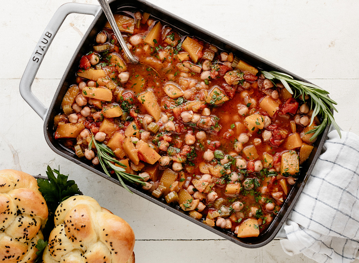 Orange braised chickpeas