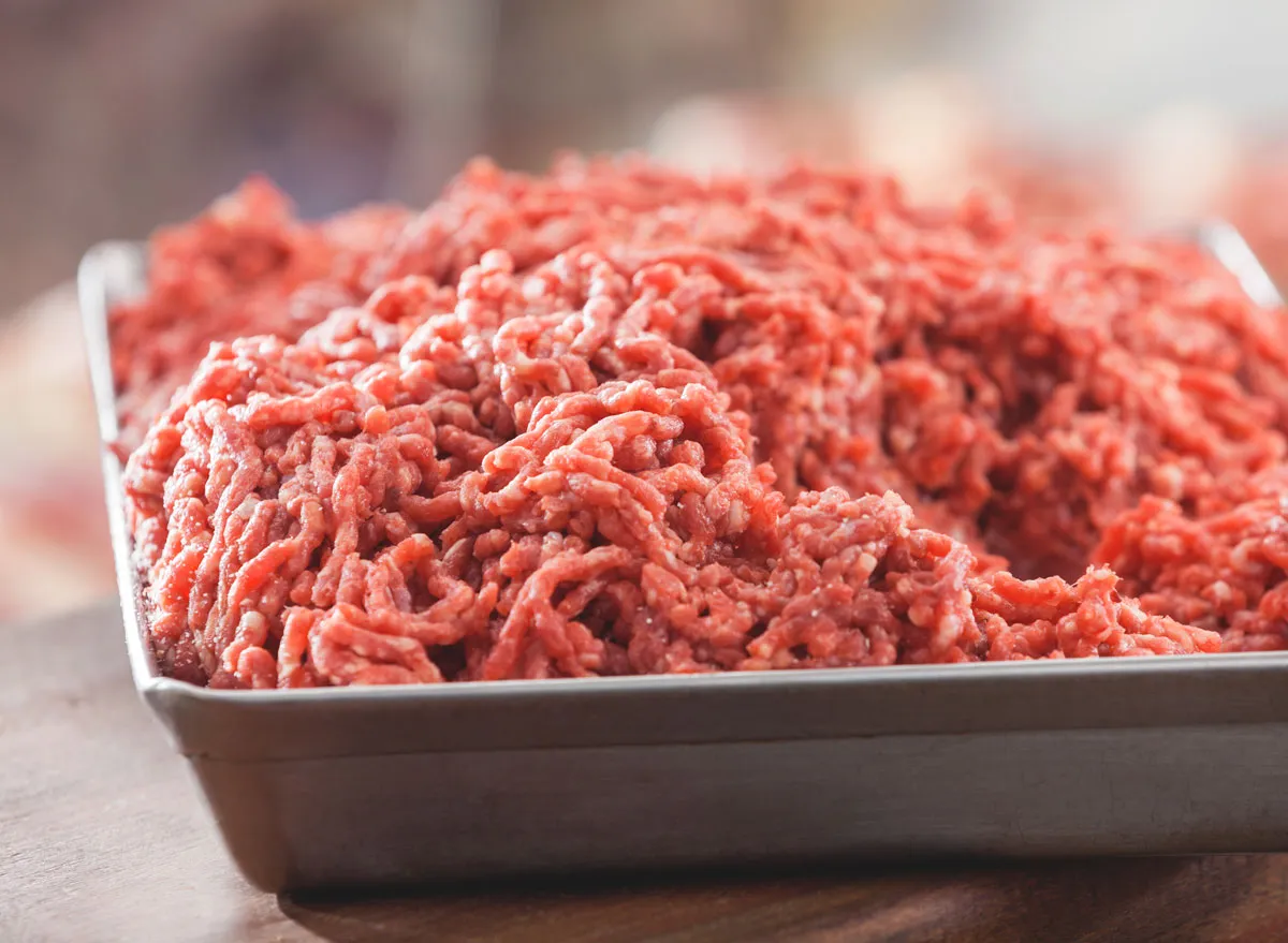 Raw ground conventional beef