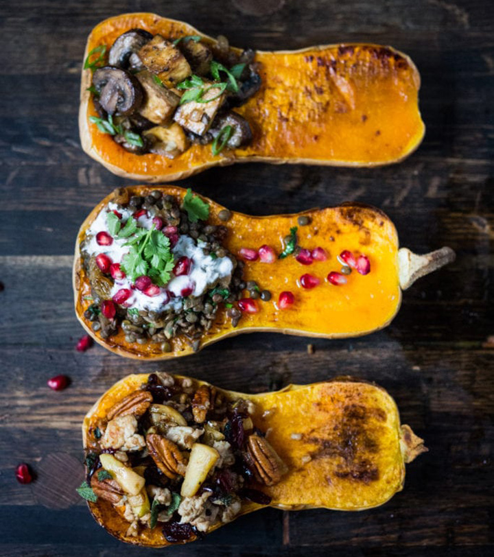 Roasted butternut squash three ways