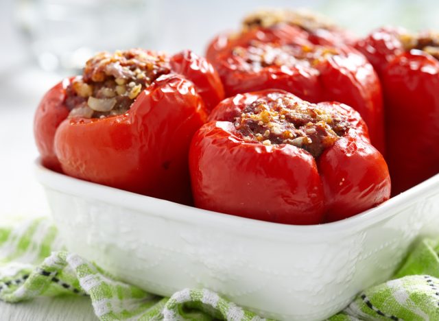 Stuffed red bell peppers