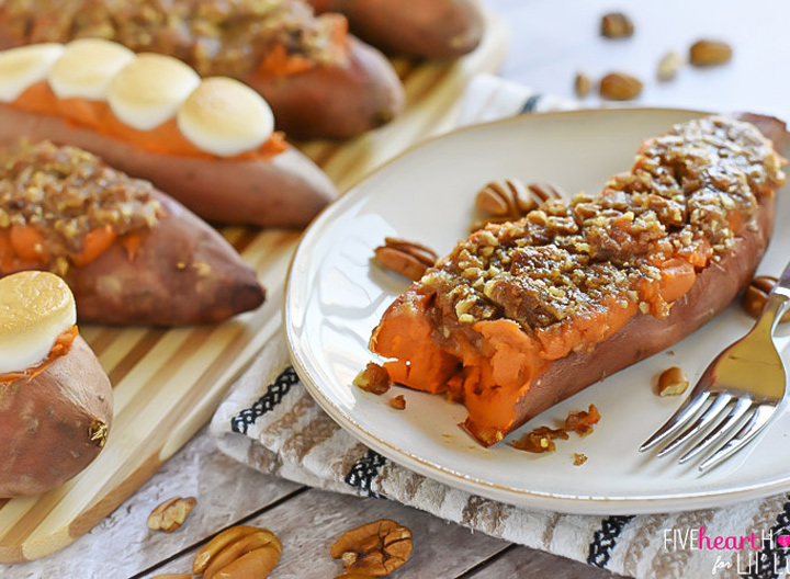 Twice baked sweet potato with marshmallow