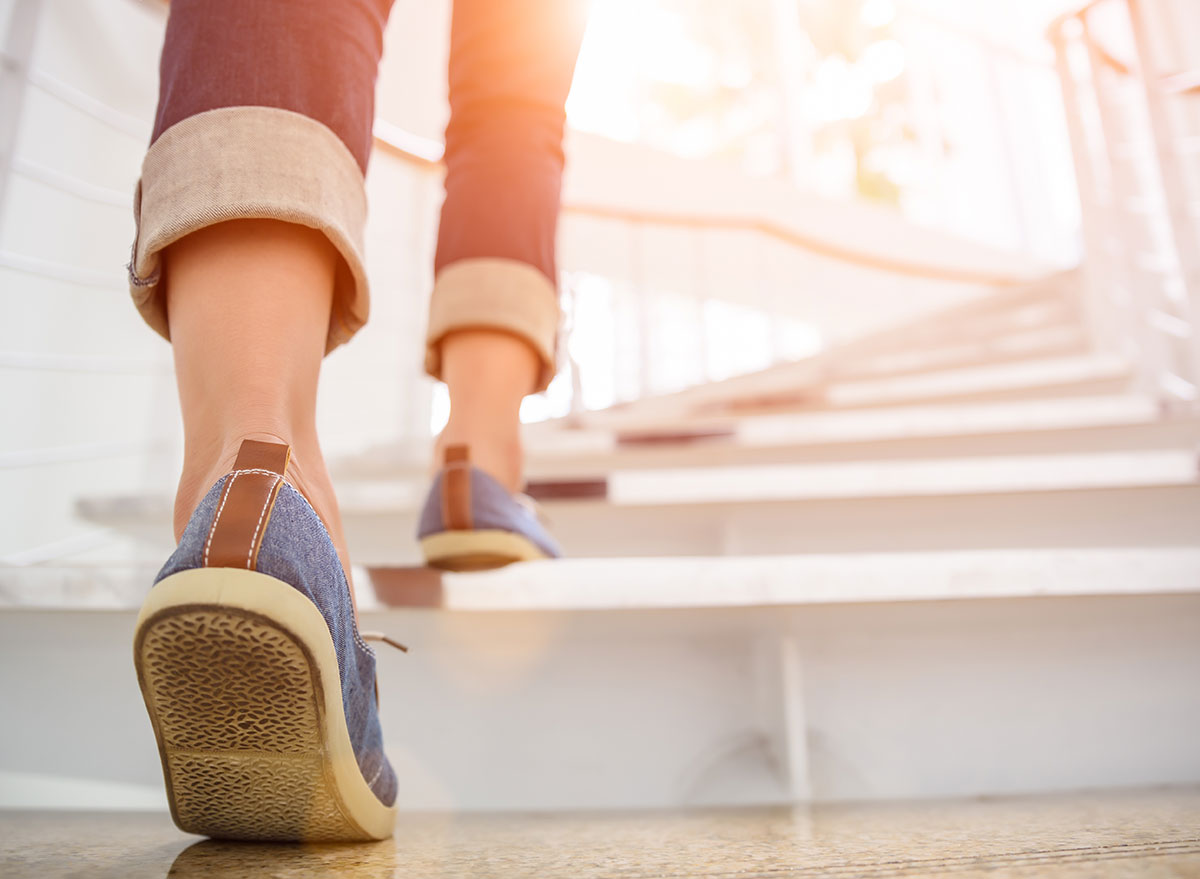 walking up stairs