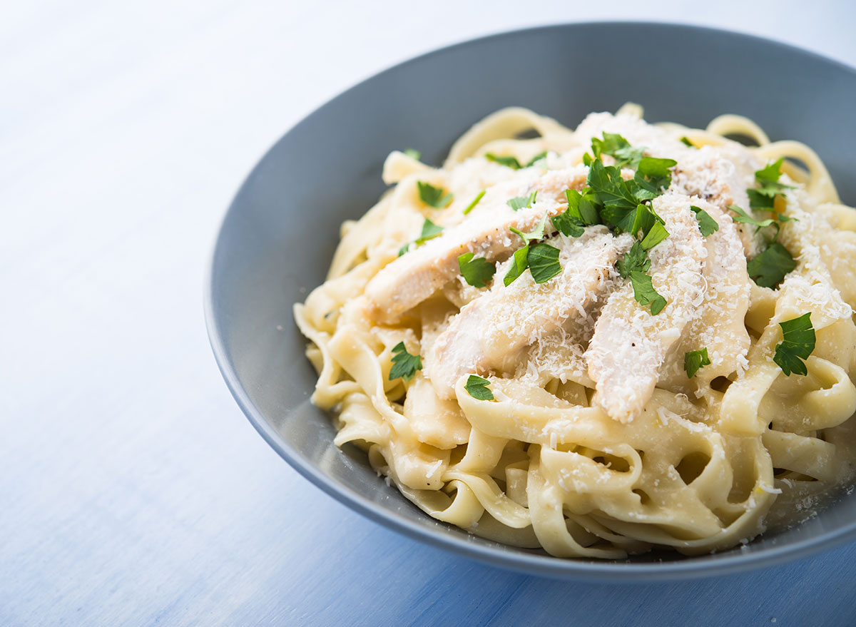 Bowl of fettuccine alfredo