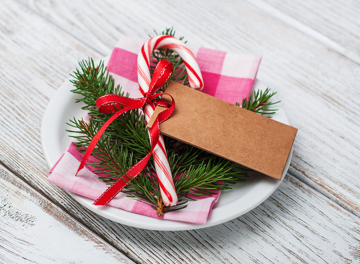 Candy cane on plate