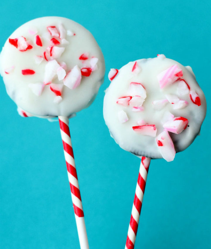 Candy cane oreo pops