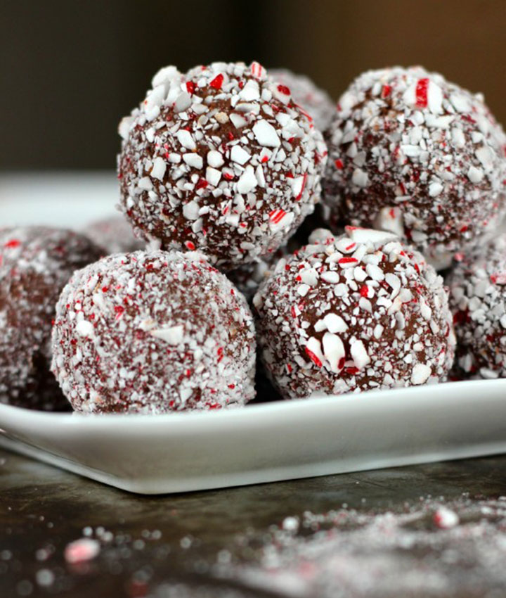 Chocolate candy cane truffles