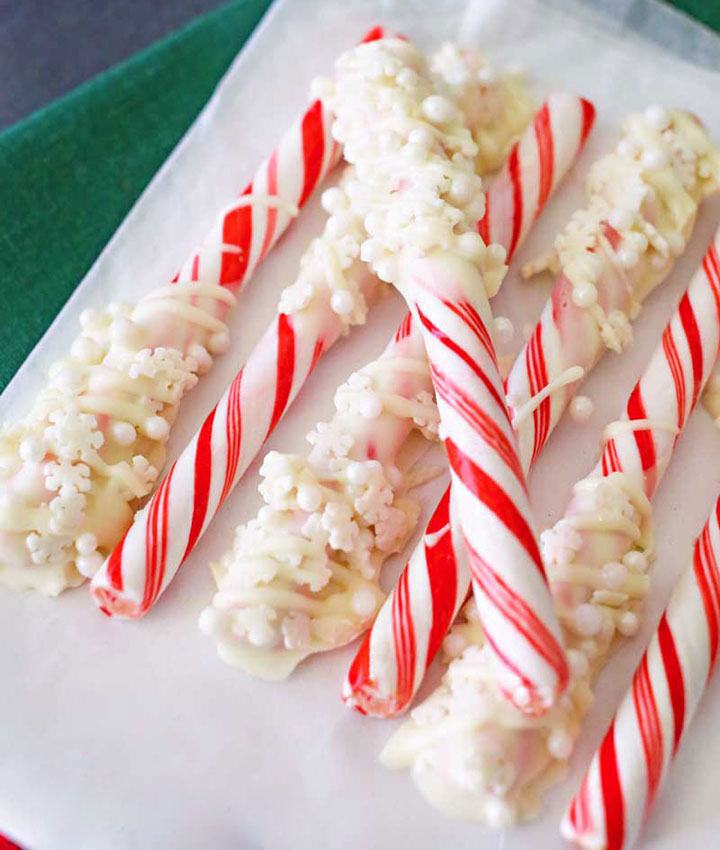 Chocolate snowflake candy canes