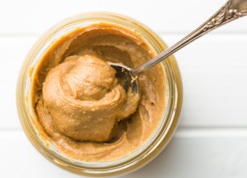 Creamy peanut butter in jar