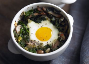 Baked eggs with mushroom and spinach