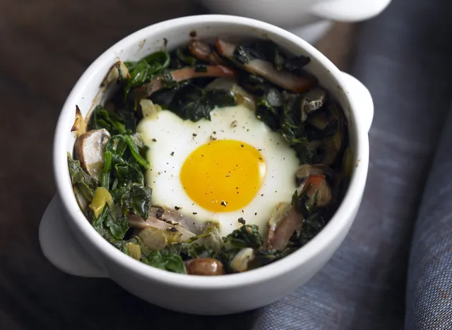 Baked eggs with mushroom and spinach