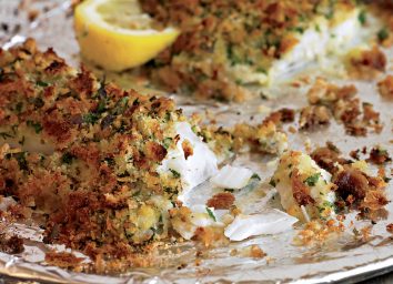 Healthy fish with herbed bread crumbs