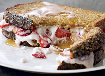 Healthy french toast with strawberries