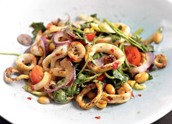 Healthy grilled calamari salad