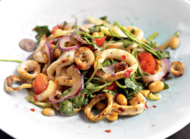 Healthy grilled calamari salad