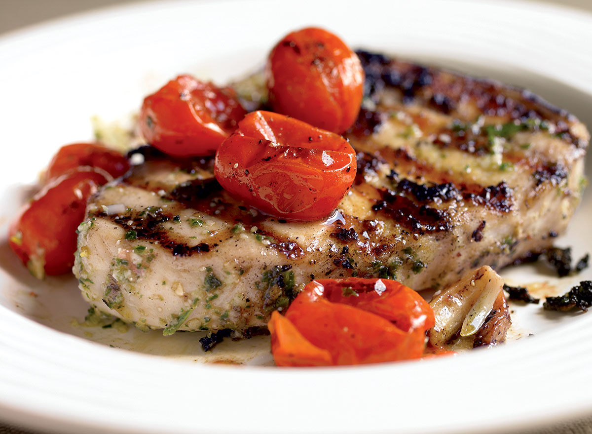 Healthy pesto swordfish