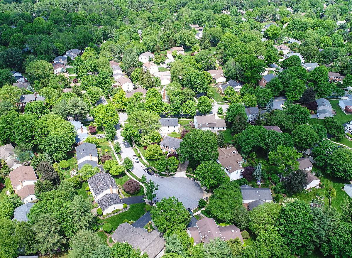 Overhead view of neighborhood
