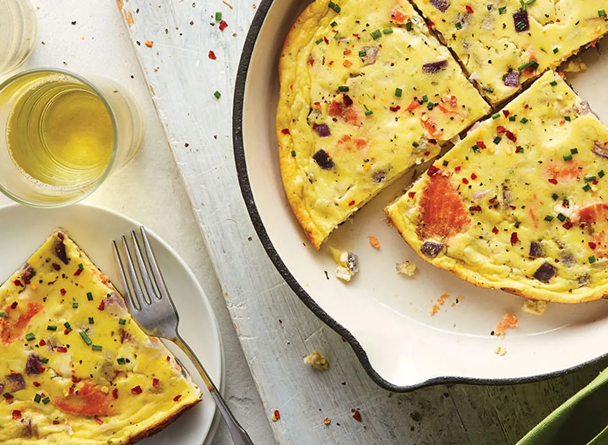 Smoked salmon and boursin frittata