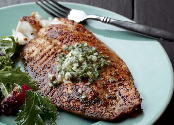 Blackened tilapia with garlic line butter
