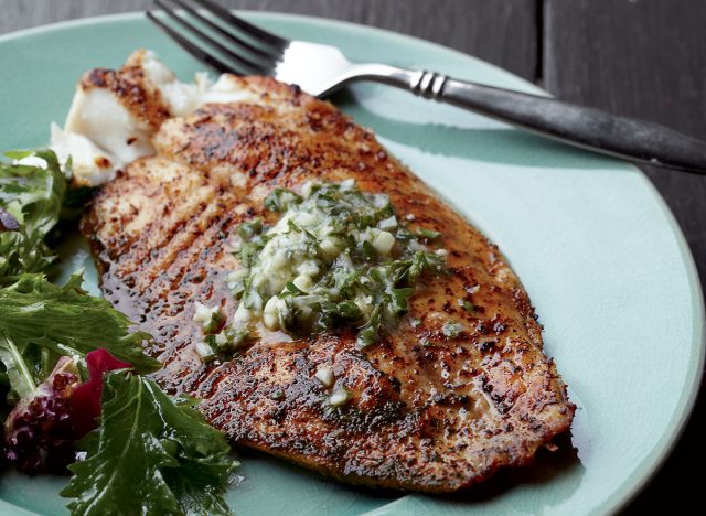 Blackened tilapia with garlic line butter