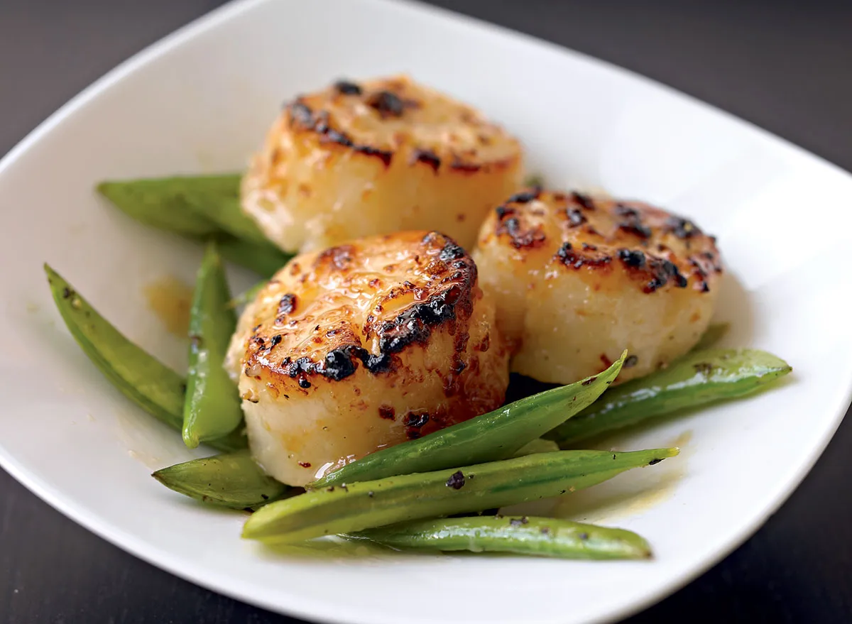 Clean lean miso marinated scallops