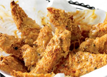 Gluten-free chicken fingers with chipotle honey