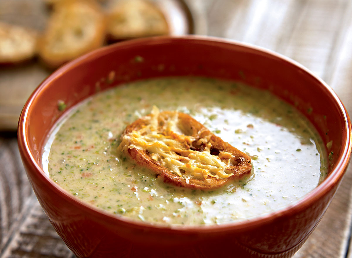 Healthy broccoli-cheddar soup