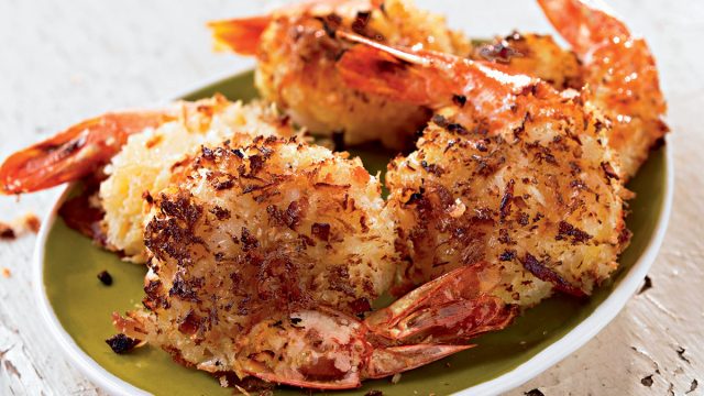 Healthy coconut shrimp