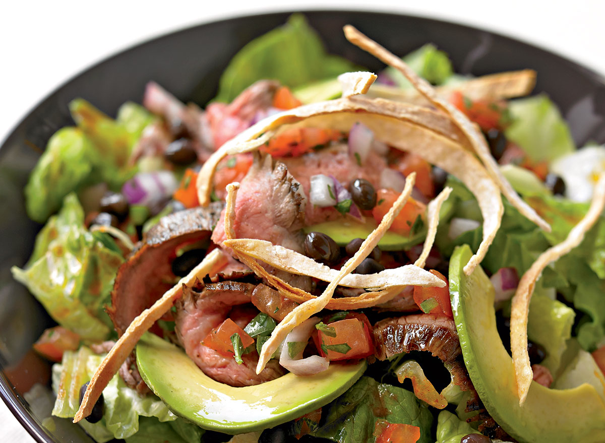 Healthy grilled mexican steak salad