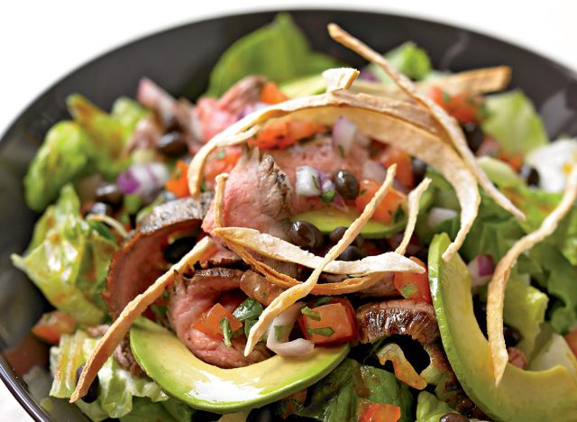 Healthy grilled mexican steak salad