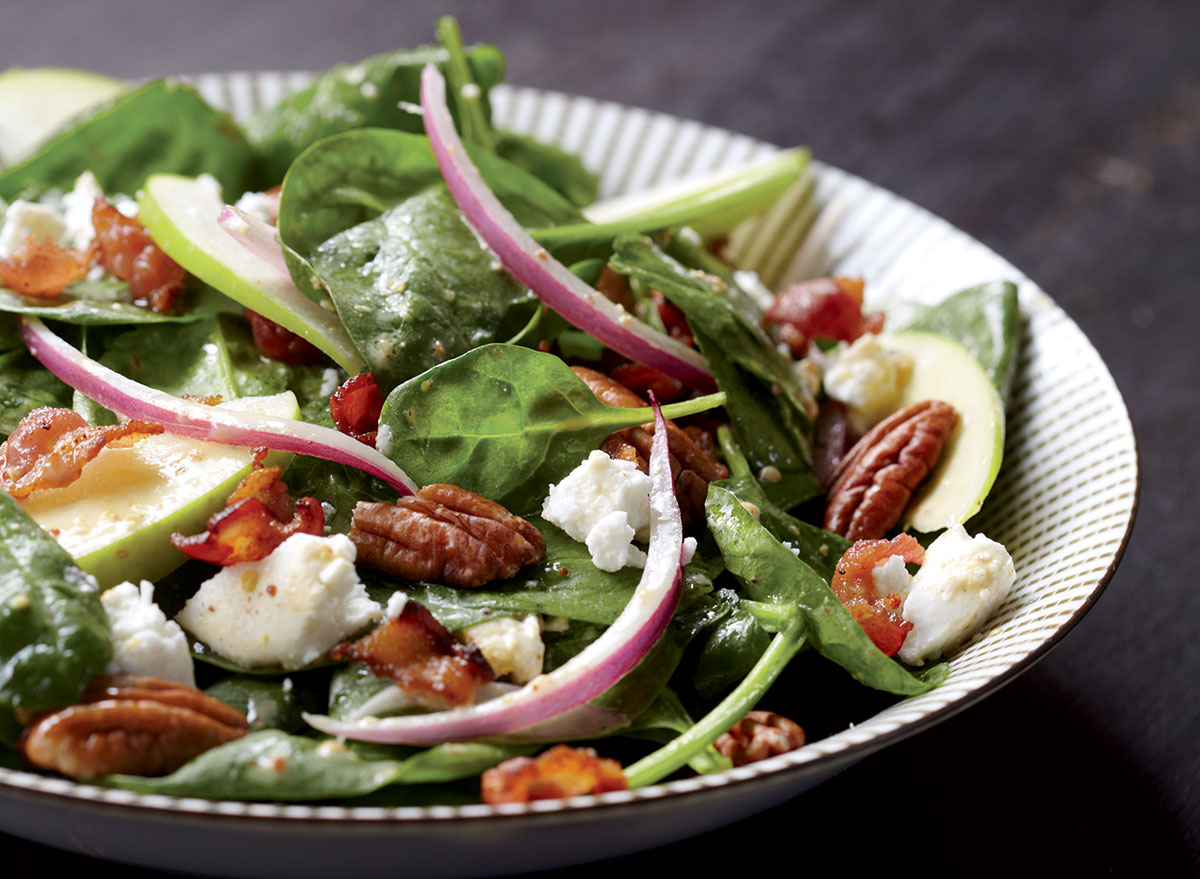 Spinach Salad Recipe With Apples and Bacon Dressing — Eat This Not That