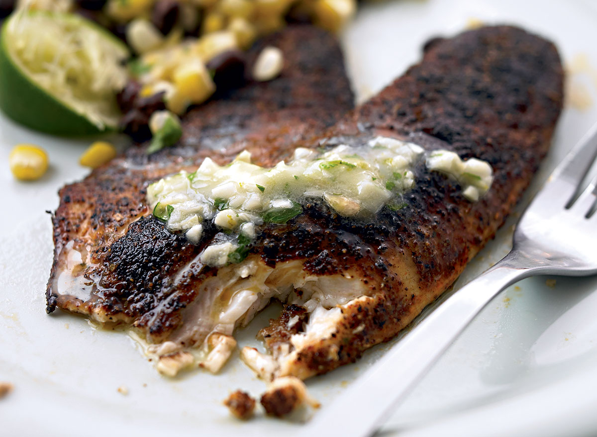 Paleo blackened tilapia with garlic lime butter