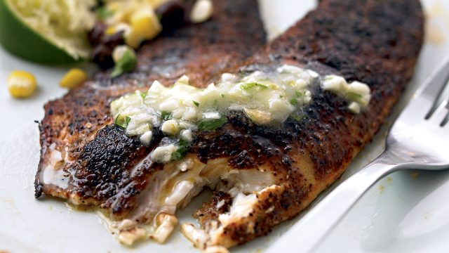 Paleo blackened tilapia with garlic lime butter