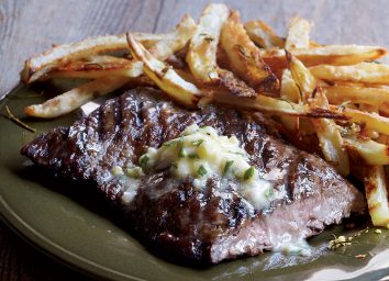 Paleo steak frites with compound butter