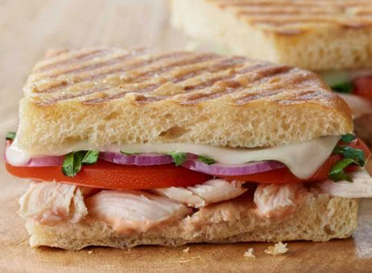 Panera frontega chicken panini on sea salt focaccia