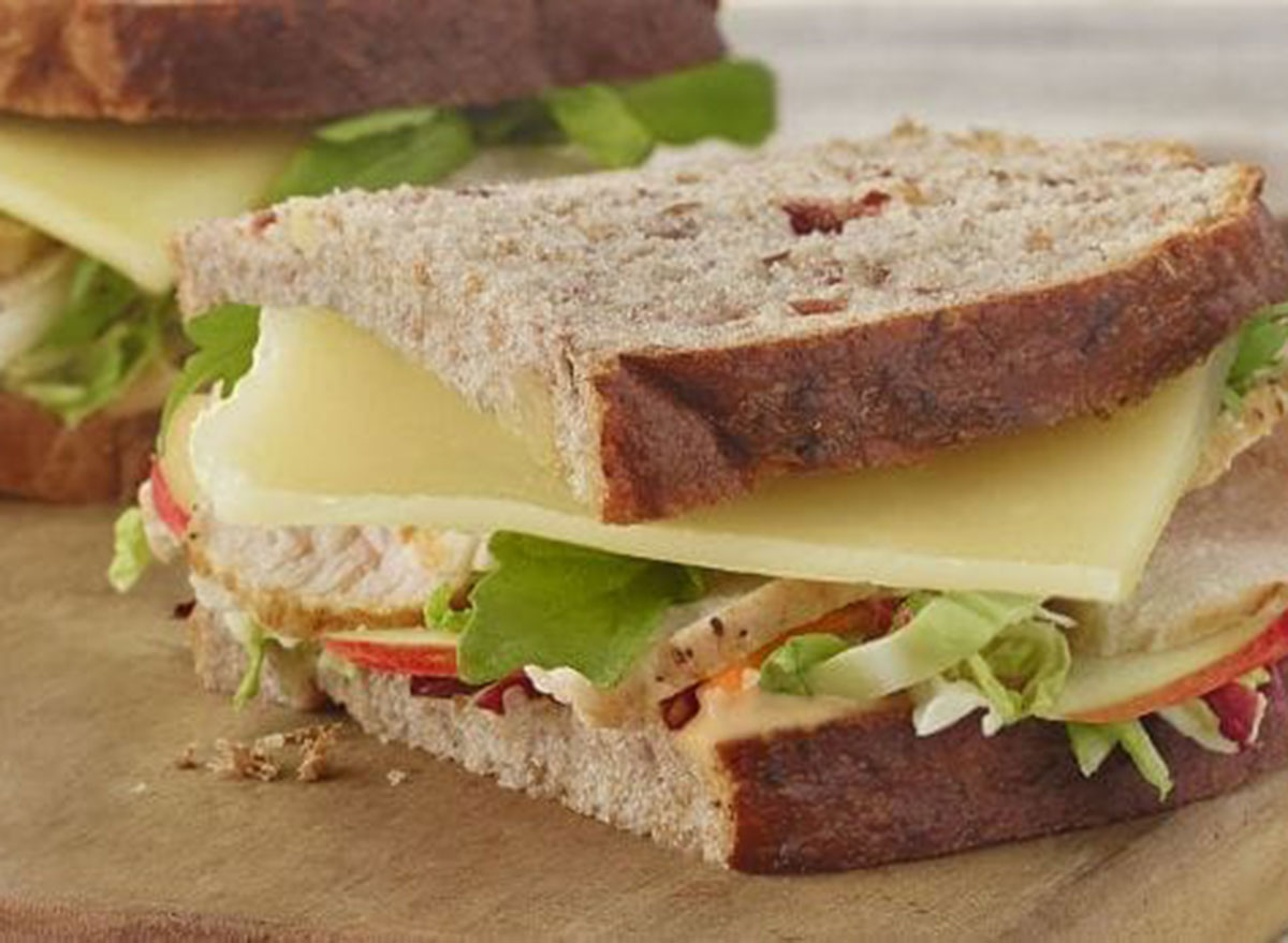 Panera roasted turkey, apple & cheddar on cranberry walnut