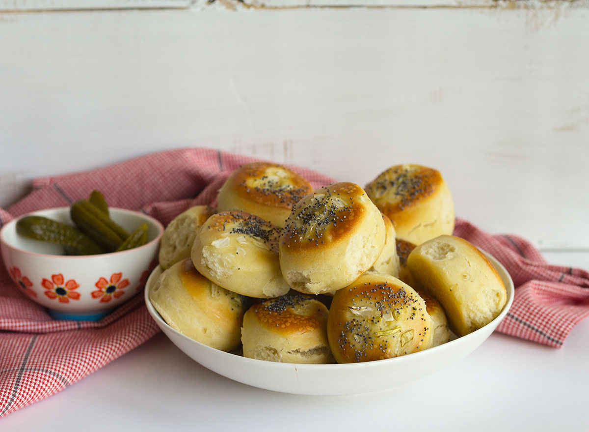 Bialys bread with pickles