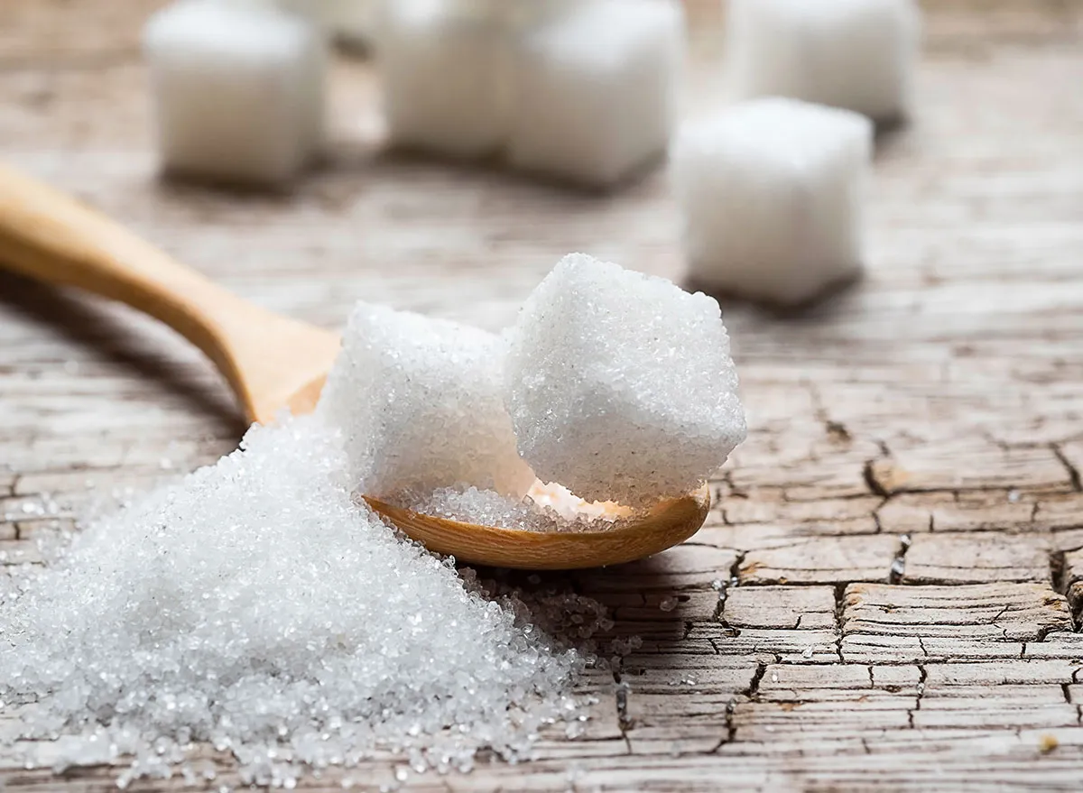 Sugar cubes on spoon