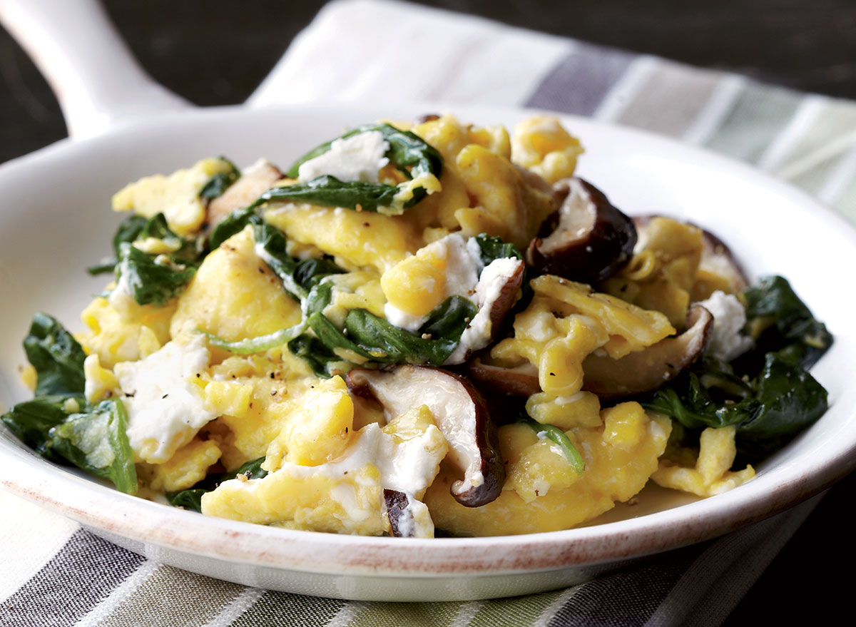 Vegetarian shiitake, spinach ￼￼￼￼￼& goat cheese ￼￼scramble