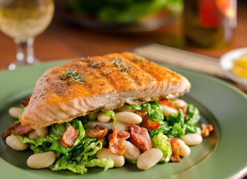 Salmon with veggies and beans