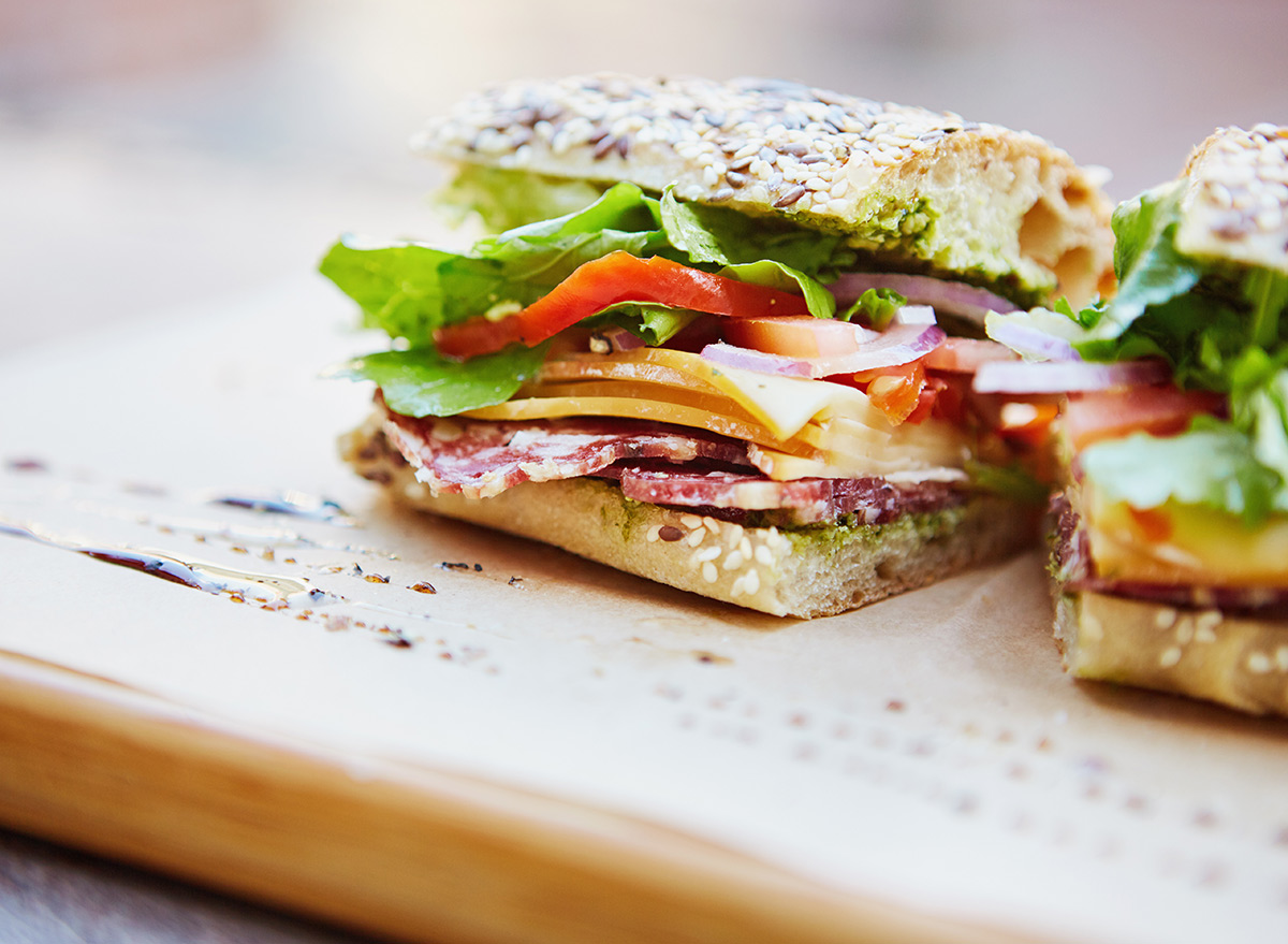 Sandwich on cutting board