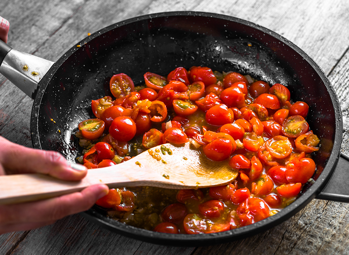 Tomatoes in pan