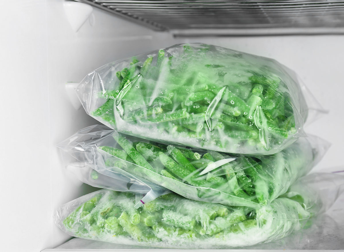 air filled frozen green beans in bags