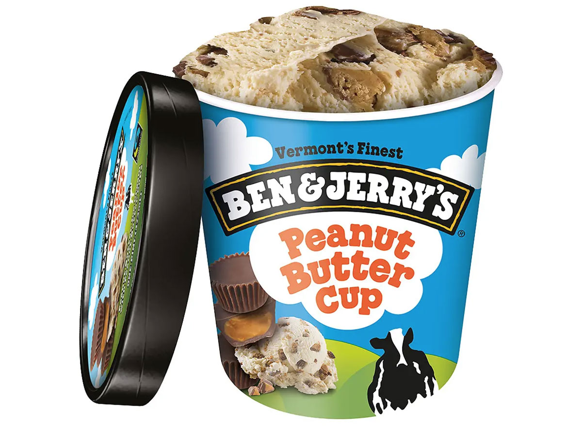 ben and jerrys peanut butter cup ice cream tub