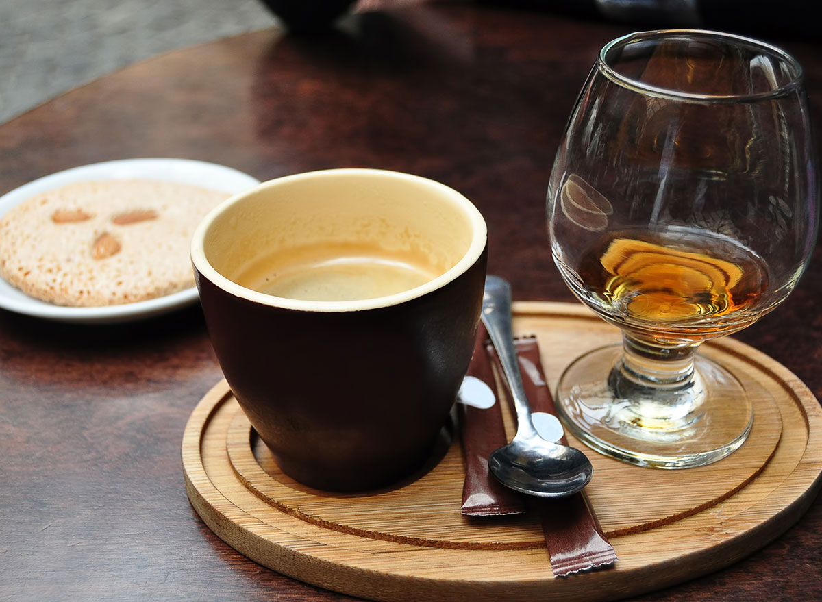 caffeinated alcohol in separate glasses on tray