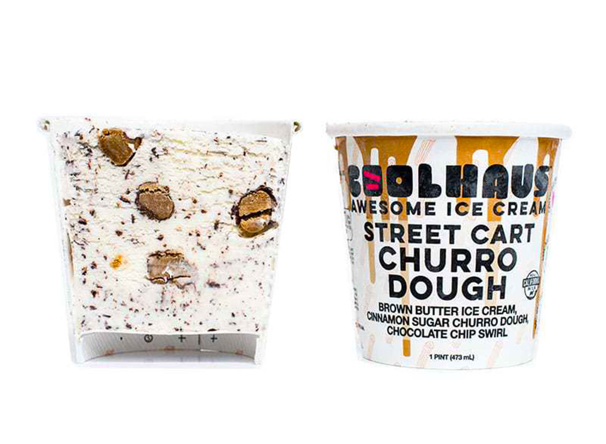 The 12 Unhealthiest Ice Cream Pints to Avoid - Eat This, Not That 3 coolhaus street cart churro dough ice cream tub