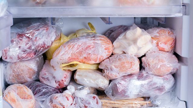 crowded frozen food in freezer