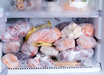 crowded frozen food in freezer