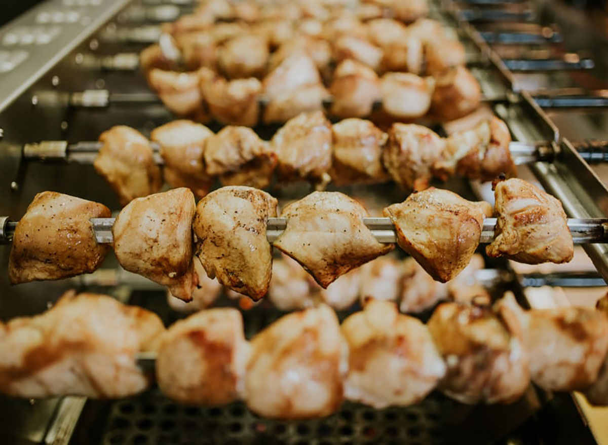 chicken skewers on sticks