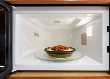 glass bowl in microwave