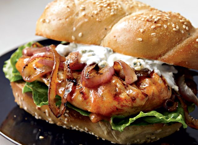 healthy buffalo chicken ￼￼￼and blue cheese ￼￼￼￼sandwich
